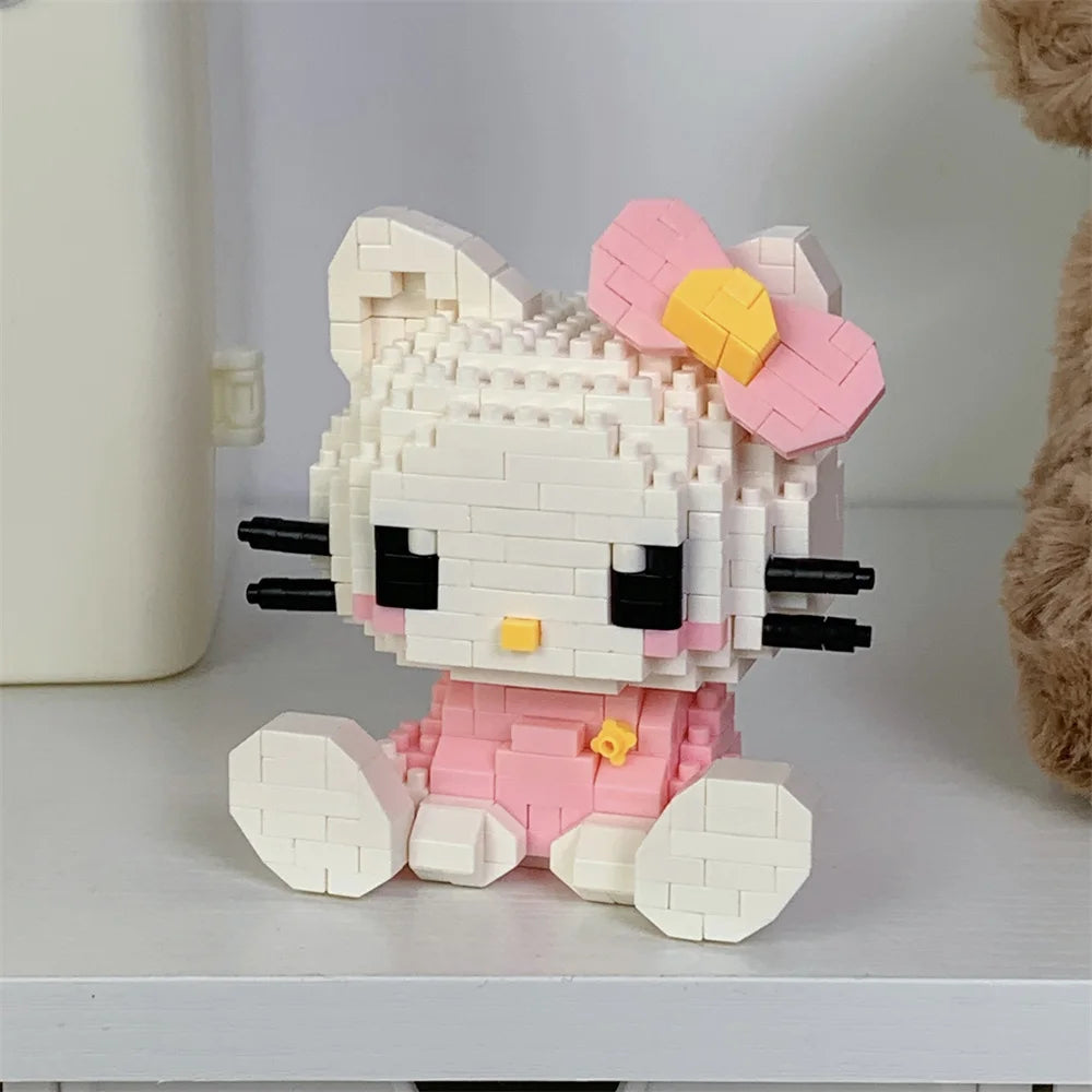 Hello Kitty Building Block Assembled Toys Decorative Ornament Sanrio Anime Figure Kuromi Model My Melody Children's Puzzle Gift