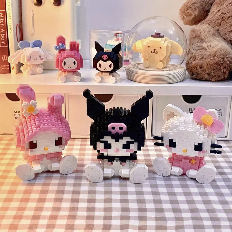 Hello Kitty Building Block Assembled Toys Decorative Ornament Sanrio Anime Figure Kuromi Model My Melody Children's Puzzle Gift