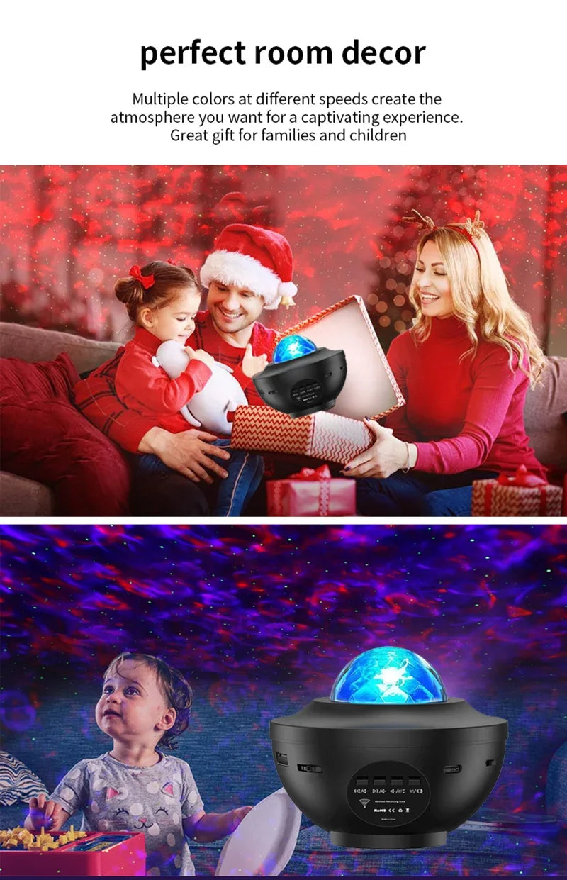 New LED Starry Galaxy Projector Night Light Child Gift USB Bluetooth Music Player Star NightLight Colorful Projector Night Lamp