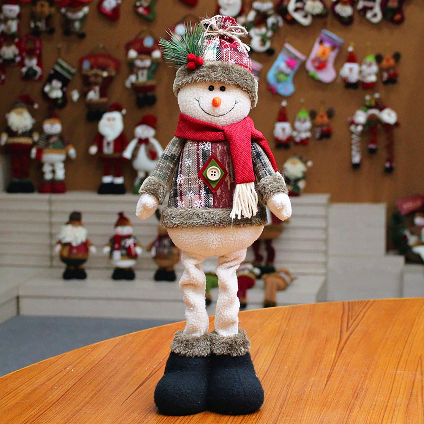 Christmas Santa Snowman-Reindeer Christmas Decoration 2024 Leg Table Mantel Decoration Plush Dolls Christmas Gifts For Kids Baby