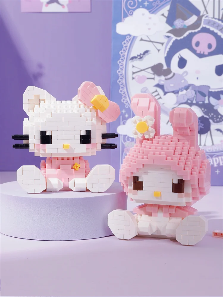 Hello Kitty Building Block Assembled Toys Decorative Ornament Sanrio Anime Figure Kuromi Model My Melody Children's Puzzle Gift