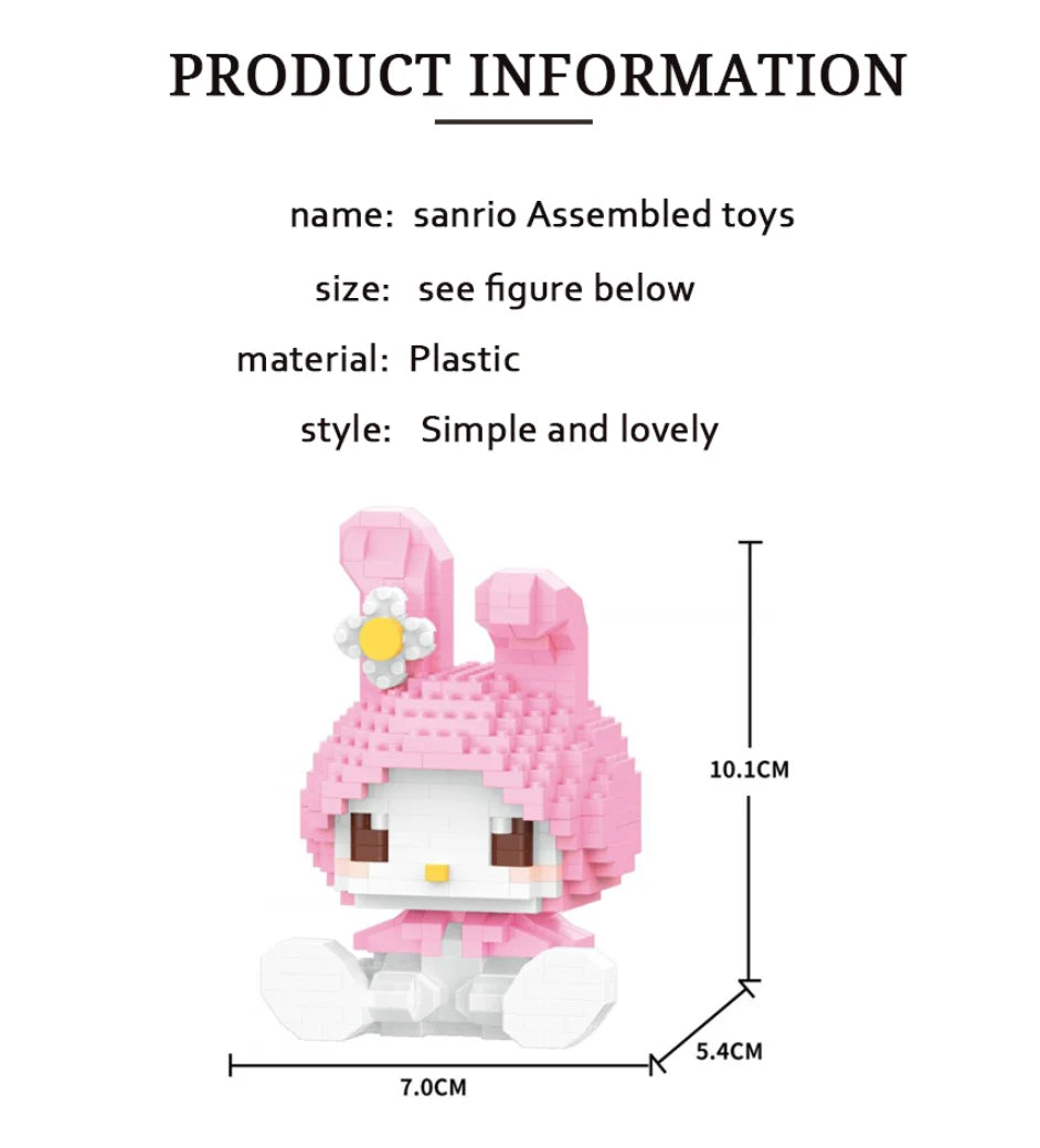 Hello Kitty Building Block Assembled Toys Decorative Ornament Sanrio Anime Figure Kuromi Model My Melody Children's Puzzle Gift