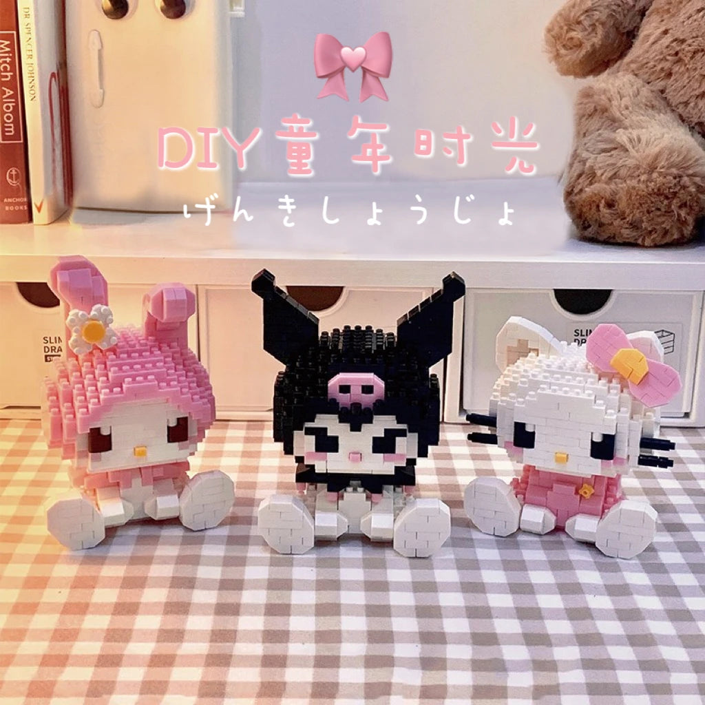 Hello Kitty Building Block Assembled Toys Decorative Ornament Sanrio Anime Figure Kuromi Model My Melody Children's Puzzle Gift